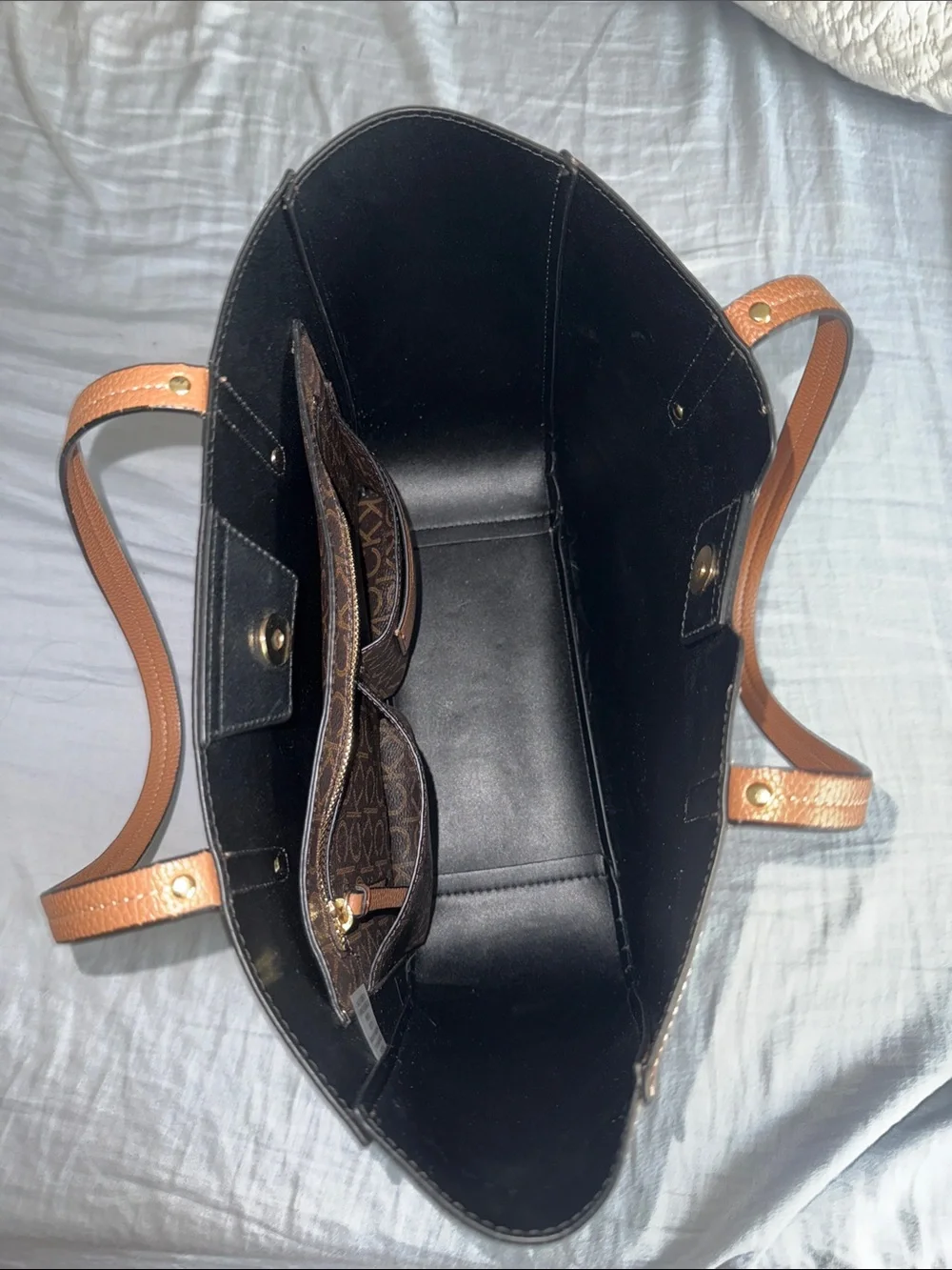 Calvin Klein Brown/Tan Pebble Leather Tote